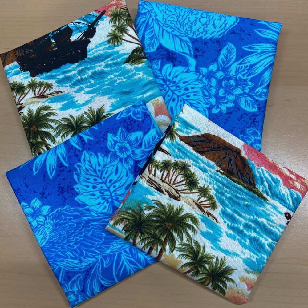 Tropical Island and Pirate Themed Cotton Fabric Pieces